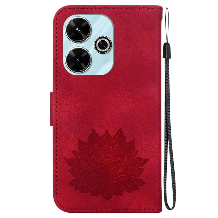 For Xiaomi Redmi 13 5G / 13 4G / Poco M6 4G Phone Case Lotus Imprint Leather Flip Wallet Cover