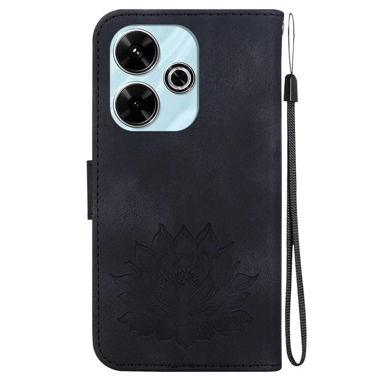 For Xiaomi Redmi 13 5G / 13 4G / Poco M6 4G Phone Case Lotus Imprint Leather Flip Wallet Cover