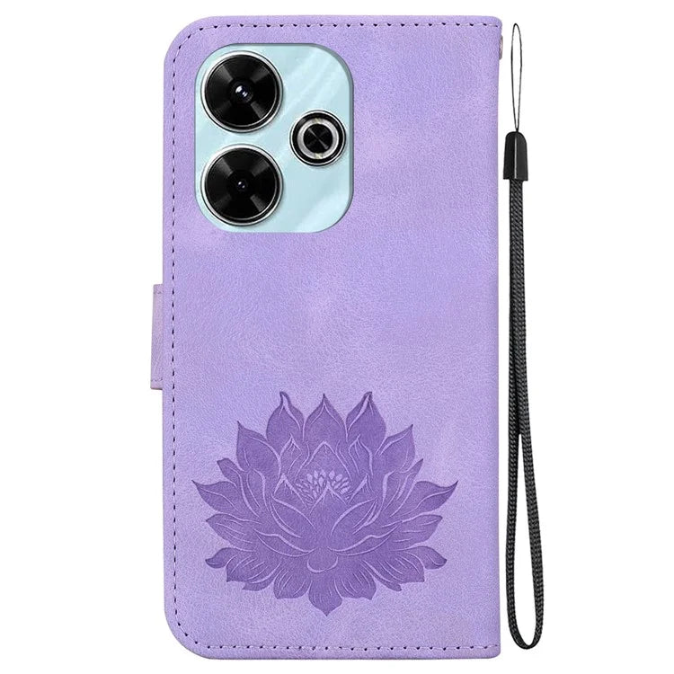 For Xiaomi Redmi 13 5G / 13 4G / Poco M6 4G Phone Case Lotus Imprint Leather Flip Wallet Cover
