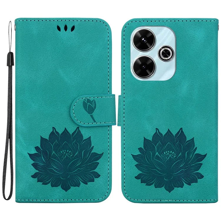 For Xiaomi Redmi 13 5G / 13 4G / Poco M6 4G Phone Case Lotus Imprint Leather Flip Wallet Cover