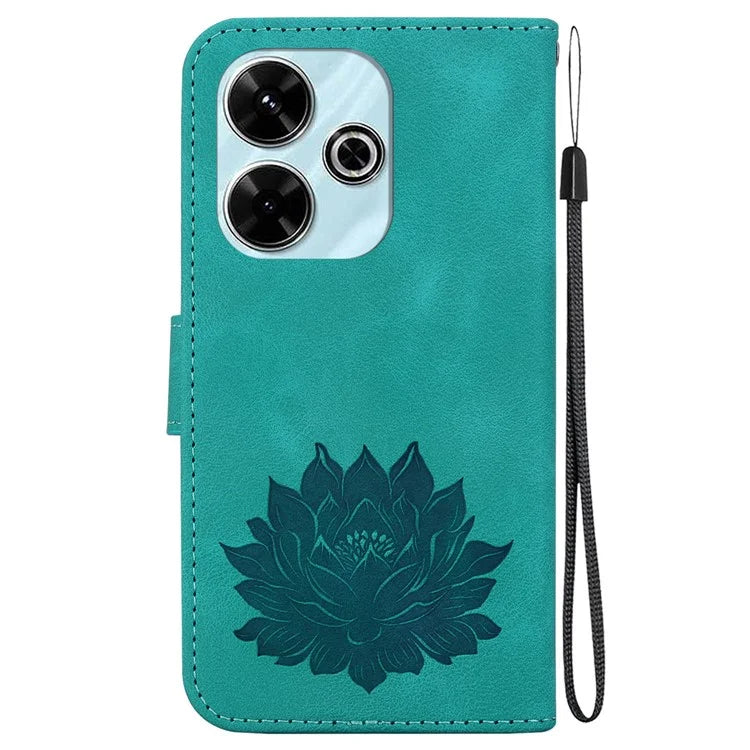 For Xiaomi Redmi 13 5G / 13 4G / Poco M6 4G Phone Case Lotus Imprint Leather Flip Wallet Cover