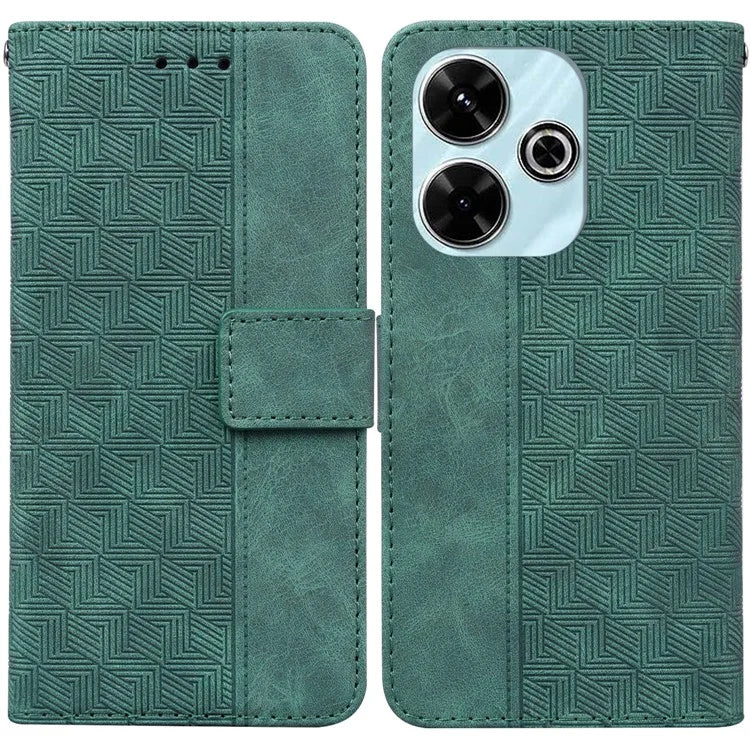 For Xiaomi Redmi 13 5G / 13 4G / Poco M6 4G Case PU Leather Wallet Geometry Imprint Phone Cover