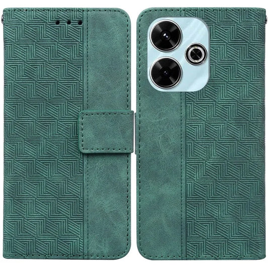 For Xiaomi Redmi 13 5G / 13 4G / Poco M6 4G Case PU Leather Wallet Geometry Imprint Phone Cover