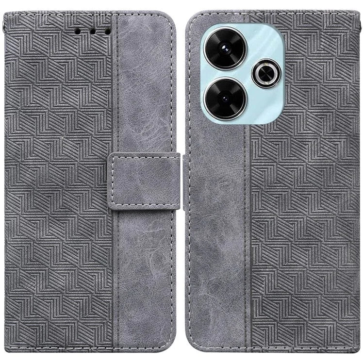 For Xiaomi Redmi 13 5G / 13 4G / Poco M6 4G Case PU Leather Wallet Geometry Imprint Phone Cover