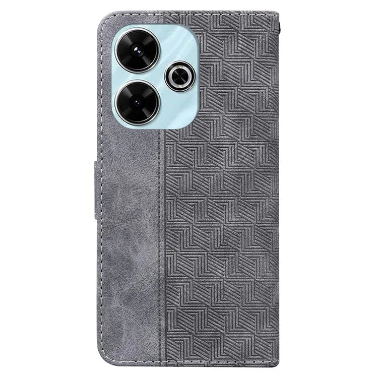 For Xiaomi Redmi 13 5G / 13 4G / Poco M6 4G Case PU Leather Wallet Geometry Imprint Phone Cover