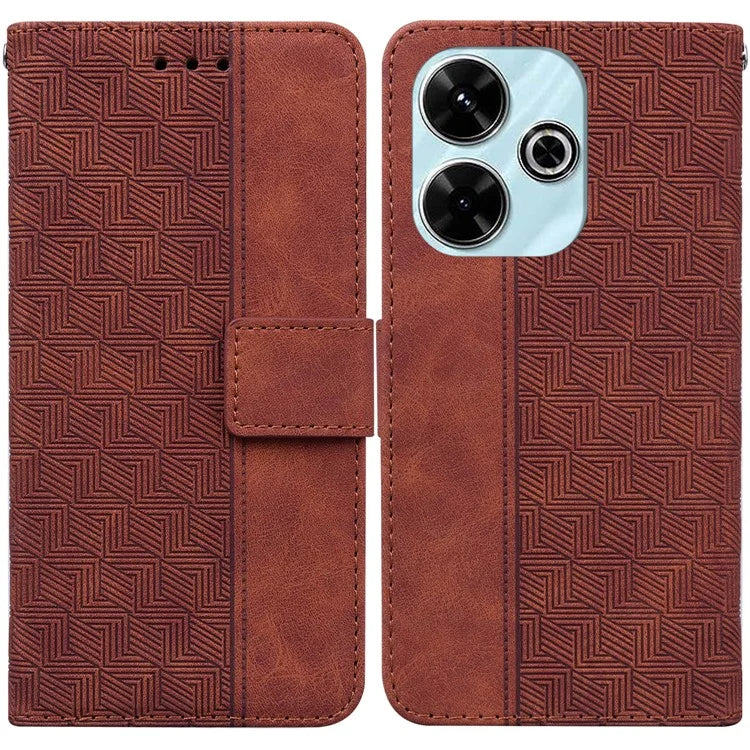 For Xiaomi Redmi 13 5G / 13 4G / Poco M6 4G Case PU Leather Wallet Geometry Imprint Phone Cover
