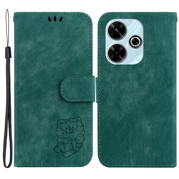 For Xiaomi Redmi 13 5G / 13 4G / Poco M6 4G Case Leather Wallet Cute Tiger Imprint Phone Cover