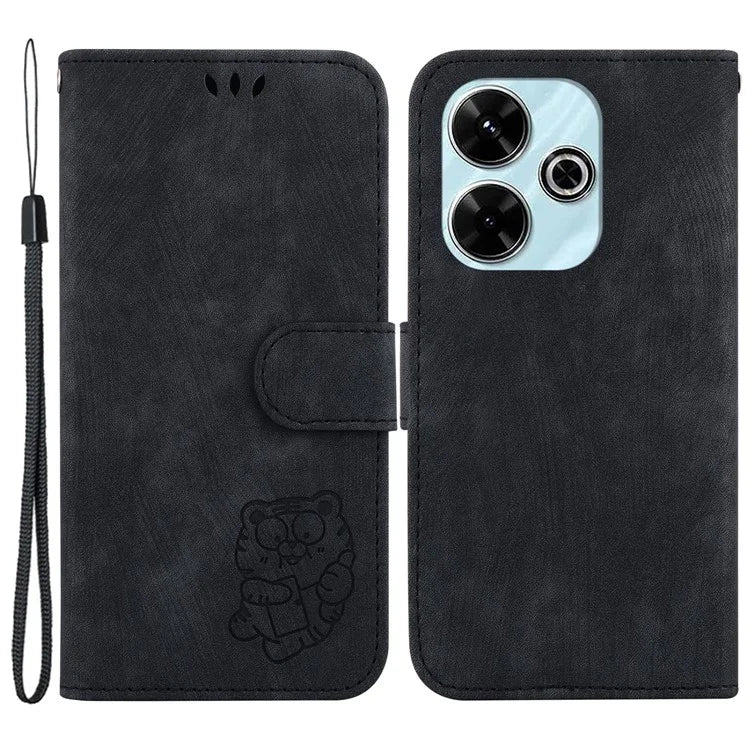 For Xiaomi Redmi 13 5G / 13 4G / Poco M6 4G Case Leather Wallet Cute Tiger Imprint Phone Cover