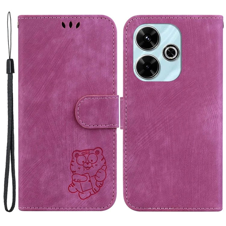For Xiaomi Redmi 13 5G / 13 4G / Poco M6 4G Case Leather Wallet Cute Tiger Imprint Phone Cover