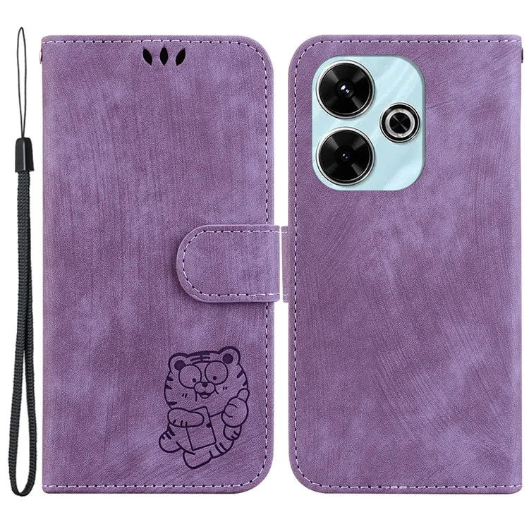 For Xiaomi Redmi 13 5G / 13 4G / Poco M6 4G Case Leather Wallet Cute Tiger Imprint Phone Cover