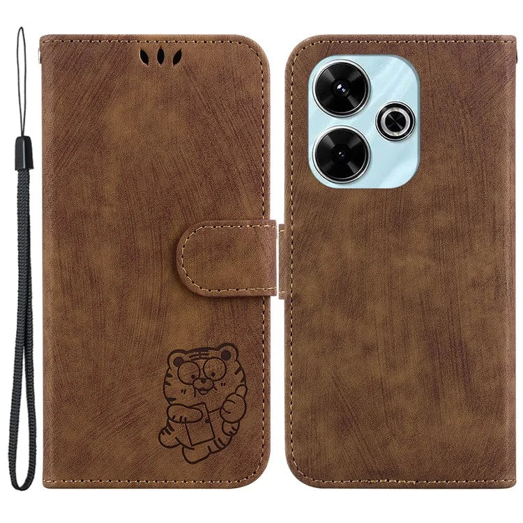 For Xiaomi Redmi 13 5G / 13 4G / Poco M6 4G Case Leather Wallet Cute Tiger Imprint Phone Cover