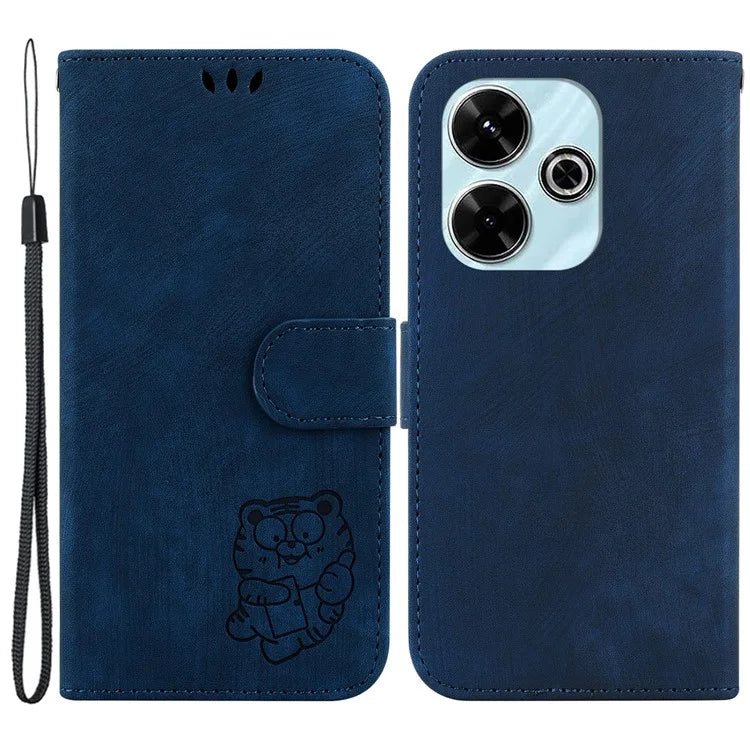 For Xiaomi Redmi 13 5G / 13 4G / Poco M6 4G Case Leather Wallet Cute Tiger Imprint Phone Cover