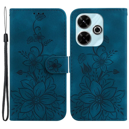 For Xiaomi Redmi 13 5G / 13 4G / Poco M6 4G Case PU Leather Lily Flower Anti-Drop Phone Cover