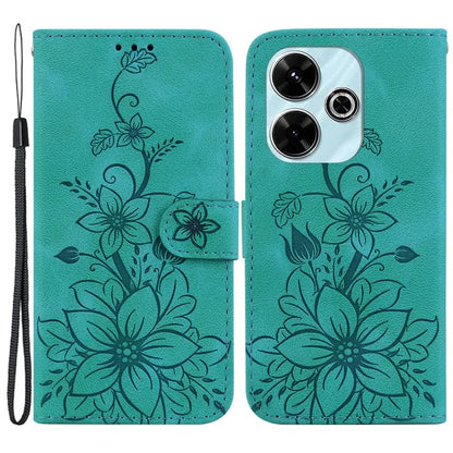 For Xiaomi Redmi 13 5G / 13 4G / Poco M6 4G Case PU Leather Lily Flower Anti-Drop Phone Cover