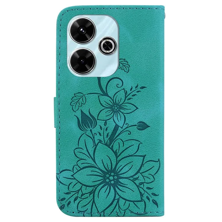 For Xiaomi Redmi 13 5G / 13 4G / Poco M6 4G Case PU Leather Lily Flower Anti-Drop Phone Cover