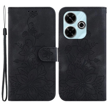 For Xiaomi Redmi 13 5G / 13 4G / Poco M6 4G Case PU Leather Lily Flower Anti-Drop Phone Cover