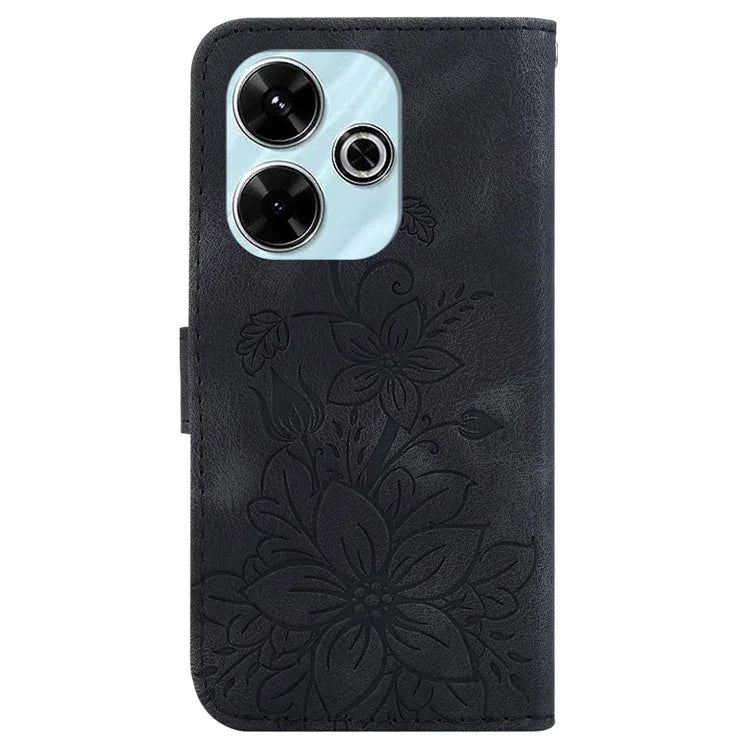 For Xiaomi Redmi 13 5G / 13 4G / Poco M6 4G Case PU Leather Lily Flower Anti-Drop Phone Cover