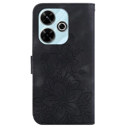 For Xiaomi Redmi 13 5G / 13 4G / Poco M6 4G Case PU Leather Lily Flower Anti-Drop Phone Cover