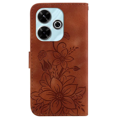 For Xiaomi Redmi 13 5G / 13 4G / Poco M6 4G Case PU Leather Lily Flower Anti-Drop Phone Cover