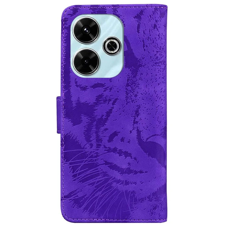 For Xiaomi Redmi 13 5G / 13 4G / Poco M6 4G Case Tiger Imprint Anti-Fall PU Leather Phone Cover