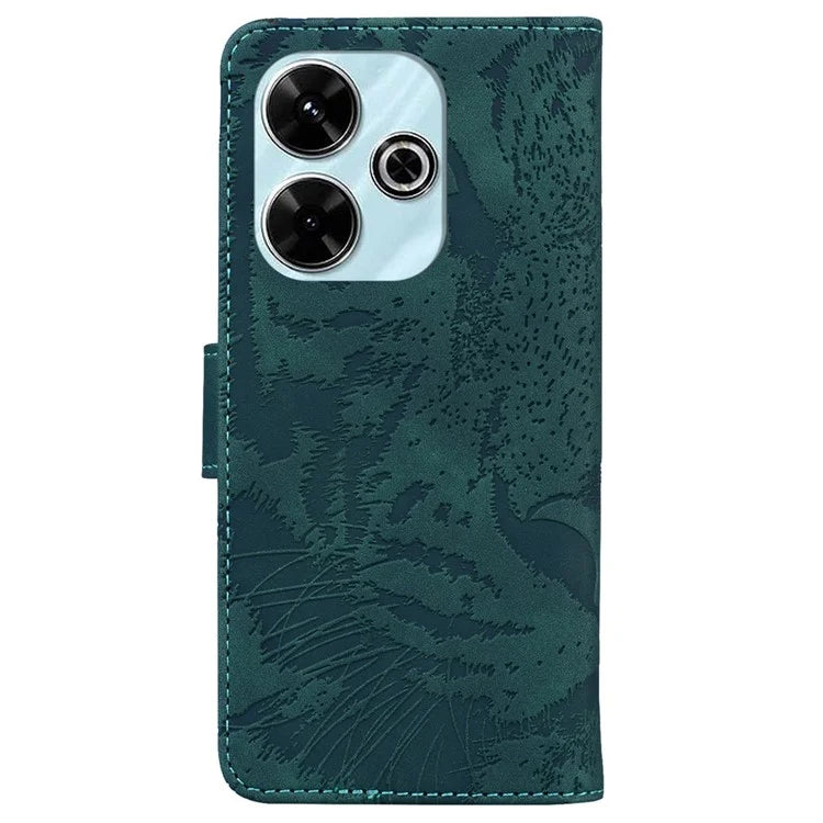 For Xiaomi Redmi 13 5G / 13 4G / Poco M6 4G Case Tiger Imprint Anti-Fall PU Leather Phone Cover