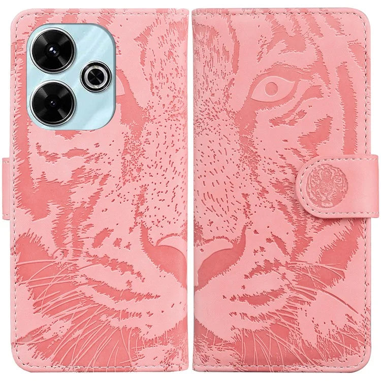 For Xiaomi Redmi 13 5G / 13 4G / Poco M6 4G Case Tiger Imprint Anti-Fall PU Leather Phone Cover