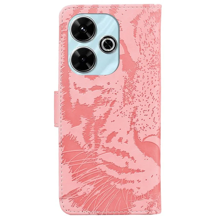 For Xiaomi Redmi 13 5G / 13 4G / Poco M6 4G Case Tiger Imprint Anti-Fall PU Leather Phone Cover