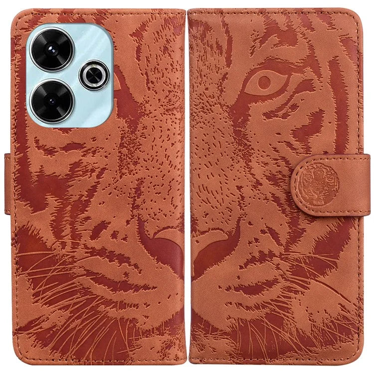 For Xiaomi Redmi 13 5G / 13 4G / Poco M6 4G Case Tiger Imprint Anti-Fall PU Leather Phone Cover