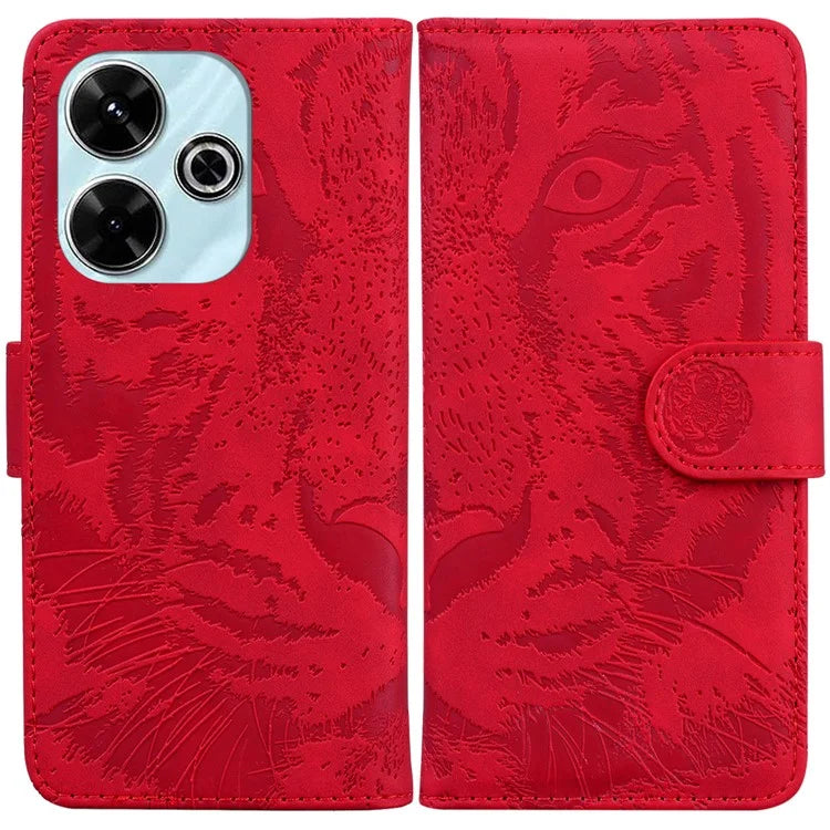 For Xiaomi Redmi 13 5G / 13 4G / Poco M6 4G Case Tiger Imprint Anti-Fall PU Leather Phone Cover