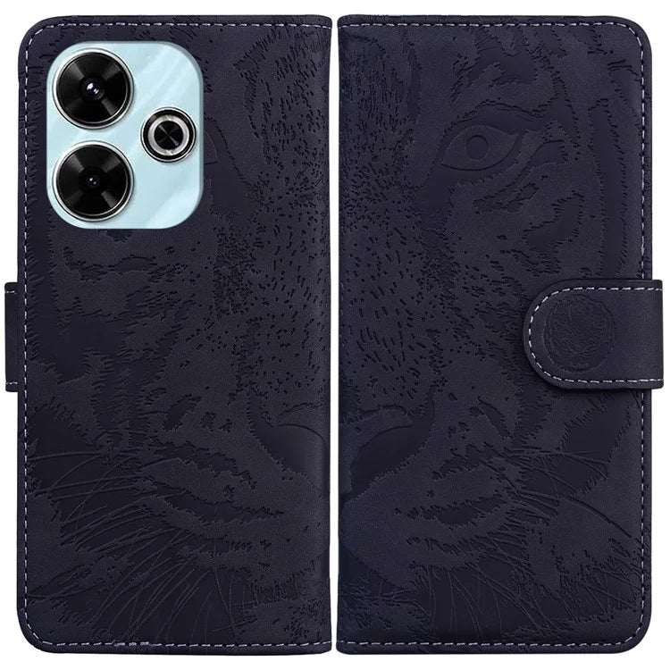 For Xiaomi Redmi 13 5G / 13 4G / Poco M6 4G Case Tiger Imprint Anti-Fall PU Leather Phone Cover
