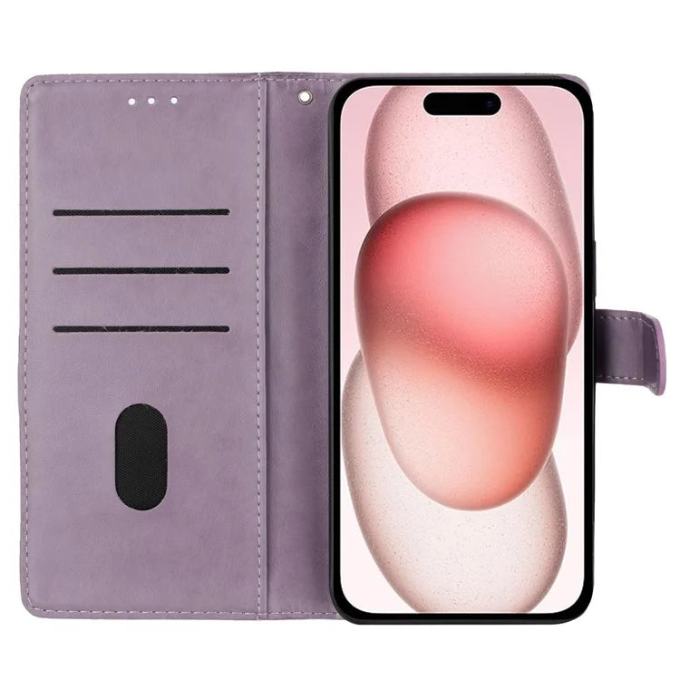 For iPhone 16 Pro Max Case Butterfly Floral Imprint Leather Stand Phone Cover with Wallet