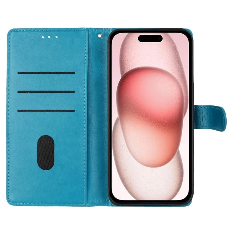 For iPhone 16 Pro Max Case Butterfly Floral Imprint Leather Stand Phone Cover with Wallet