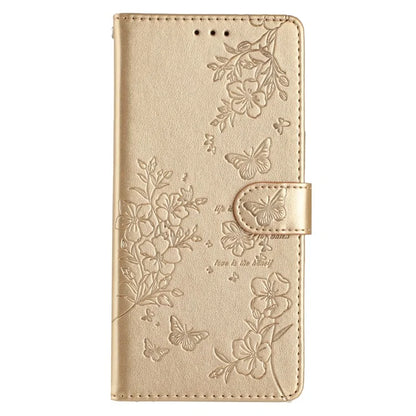 For iPhone 13 Pro Wallet Case Butterfly Floral Imprint Leather Phone Cover with Stand