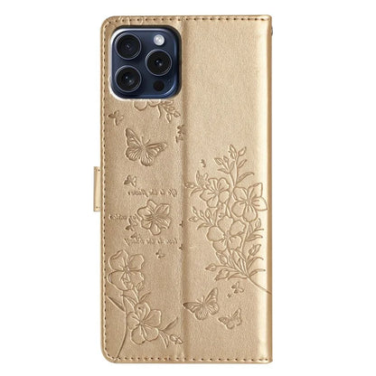 For iPhone 13 Pro Wallet Case Butterfly Floral Imprint Leather Phone Cover with Stand