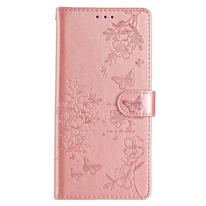 For iPhone 13 Pro Wallet Case Butterfly Floral Imprint Leather Phone Cover with Stand