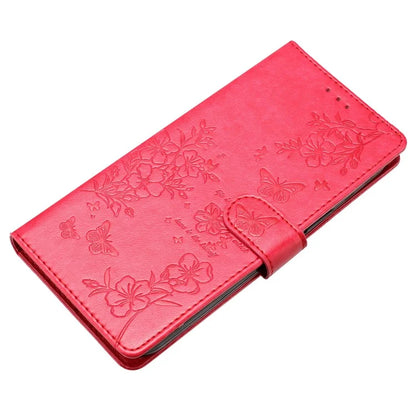 For iPhone 13 Pro Wallet Case Butterfly Floral Imprint Leather Phone Cover with Stand