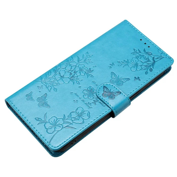 For iPhone 13 Pro Wallet Case Butterfly Floral Imprint Leather Phone Cover with Stand