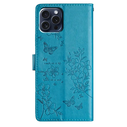 For iPhone 13 Pro Wallet Case Butterfly Floral Imprint Leather Phone Cover with Stand