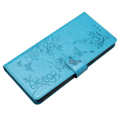For iPhone 13 Case Butterfly Floral Imprint Leather Wallet Phone Cover with Strap