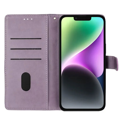 For iPhone 13 Case Butterfly Floral Imprint Leather Wallet Phone Cover with Strap