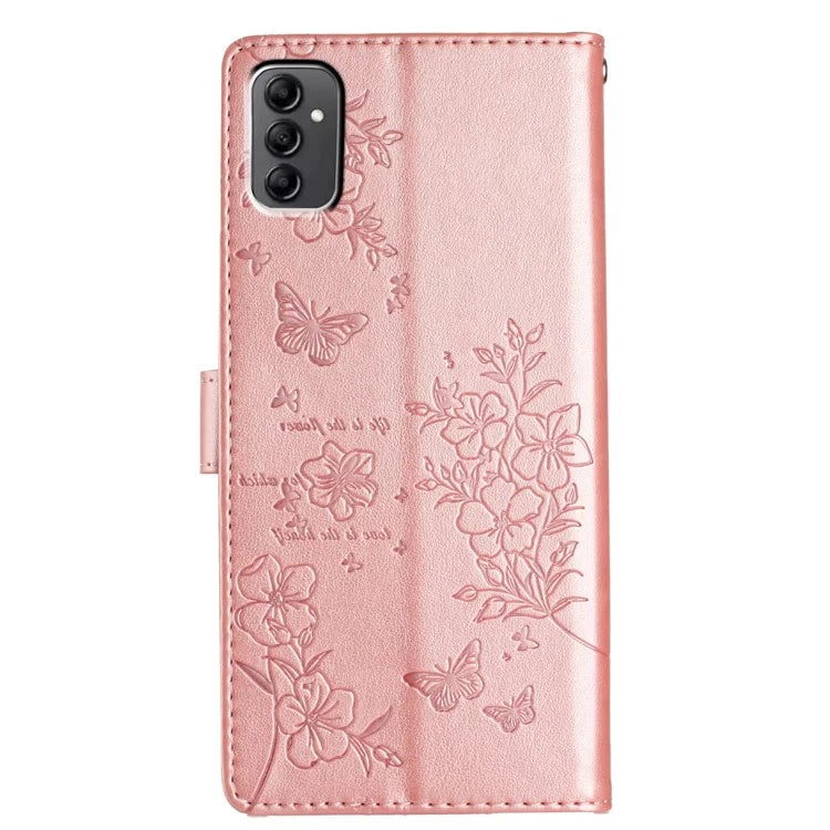 For Samsung Galaxy A14 5G Phone Case Butterfly Floral Imprint Leather Flip Cover with Wallet