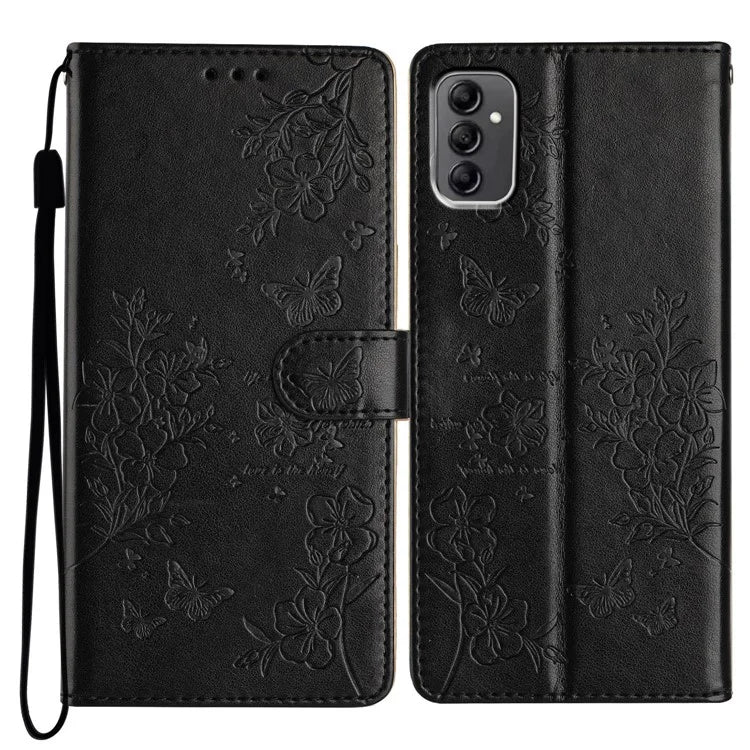 For Samsung Galaxy A14 5G Phone Case Butterfly Floral Imprint Leather Flip Cover with Wallet
