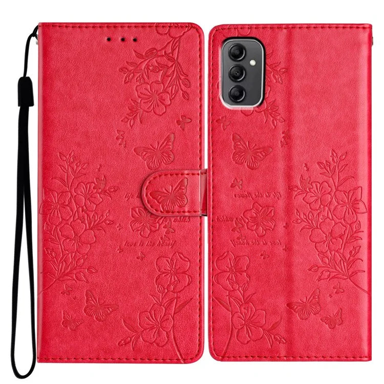 For Samsung Galaxy A14 5G Phone Case Butterfly Floral Imprint Leather Flip Cover with Wallet