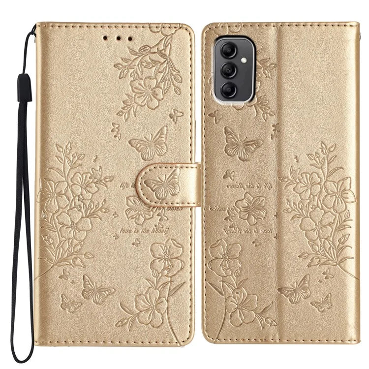 For Samsung Galaxy A14 5G Phone Case Butterfly Floral Imprint Leather Flip Cover with Wallet