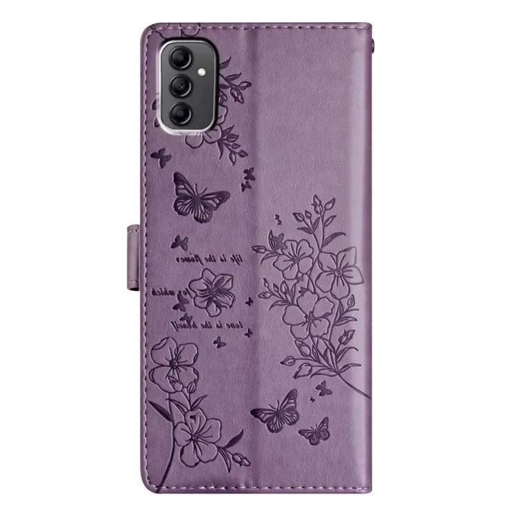 For Samsung Galaxy A14 5G Phone Case Butterfly Floral Imprint Leather Flip Cover with Wallet