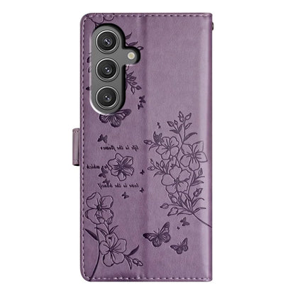 For Samsung Galaxy S24+ Case Butterfly Floral Imprint Leather Phone Cover with Wallet