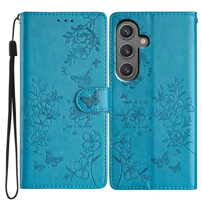 For Samsung Galaxy S24+ Case Butterfly Floral Imprint Leather Phone Cover with Wallet