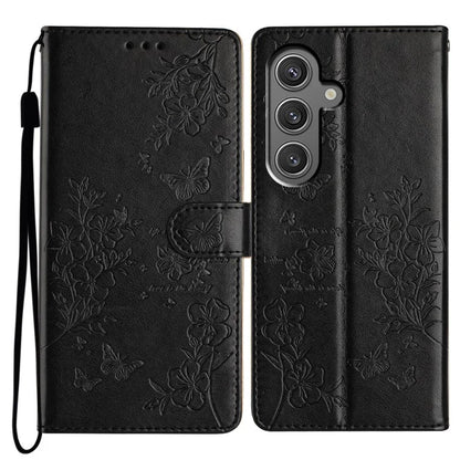 For Samsung Galaxy S24+ Case Butterfly Floral Imprint Leather Phone Cover with Wallet