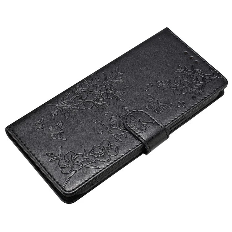 For Samsung Galaxy S24+ Case Butterfly Floral Imprint Leather Phone Cover with Wallet