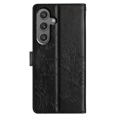 For Samsung Galaxy S24+ Case Butterfly Floral Imprint Leather Phone Cover with Wallet